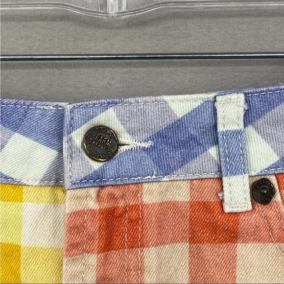NEW Farm Rio Gingham Yellow and Red Gingham High Waist Shorts - Picture 4 of 6